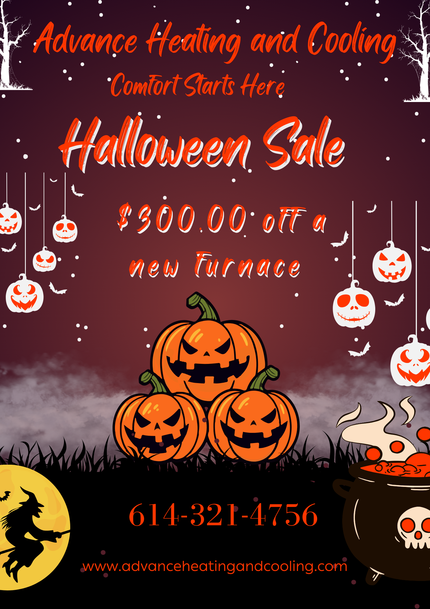$300 off a new furnance halloween ad
